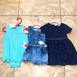 BUNDLE Three baby girl short-sleeved outfits 12 mos